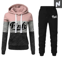 2025 Hot Sales Womens Tracksuit Print ColorBlock Hooded Sweatshirts Fashion Trend Versatile Pullover Street Warm Casual Clothing - Novo Style