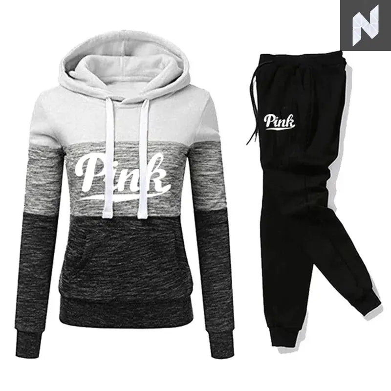 2025 Hot Sales Womens Tracksuit Print ColorBlock Hooded Sweatshirts Fashion Trend Versatile Pullover Street Warm Casual Clothing - Novo Style