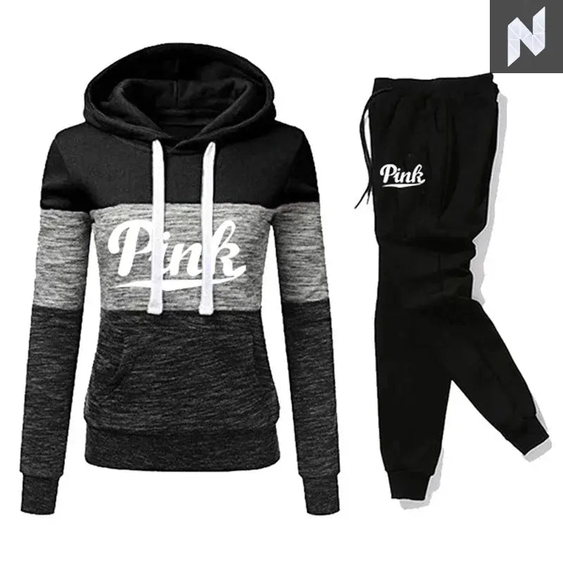 2025 Hot Sales Womens Tracksuit Print ColorBlock Hooded Sweatshirts Fashion Trend Versatile Pullover Street Warm Casual Clothing - Novo Style