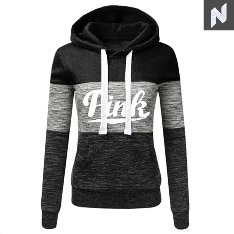 2025 Hot Sales Womens Tracksuit Print ColorBlock Hooded Sweatshirts Fashion Trend Versatile Pullover Street Warm Casual Clothing - Novo Style