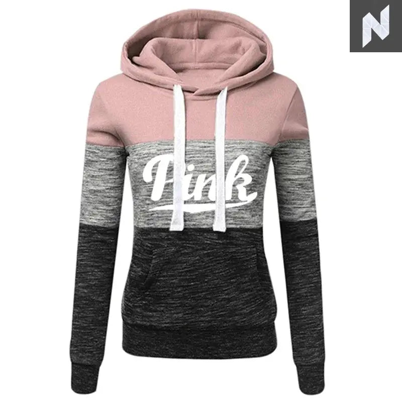 2025 Hot Sales Womens Tracksuit Print ColorBlock Hooded Sweatshirts Fashion Trend Versatile Pullover Street Warm Casual Clothing - Novo Style