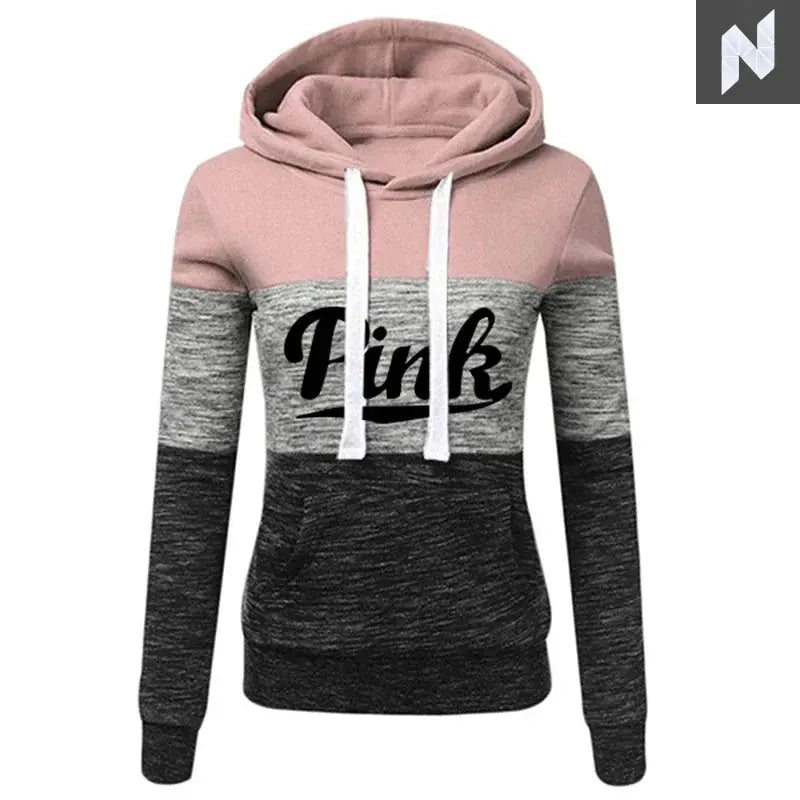 2025 Hot Sales Womens Tracksuit Print ColorBlock Hooded Sweatshirts Fashion Trend Versatile Pullover Street Warm Casual Clothing - Novo Style