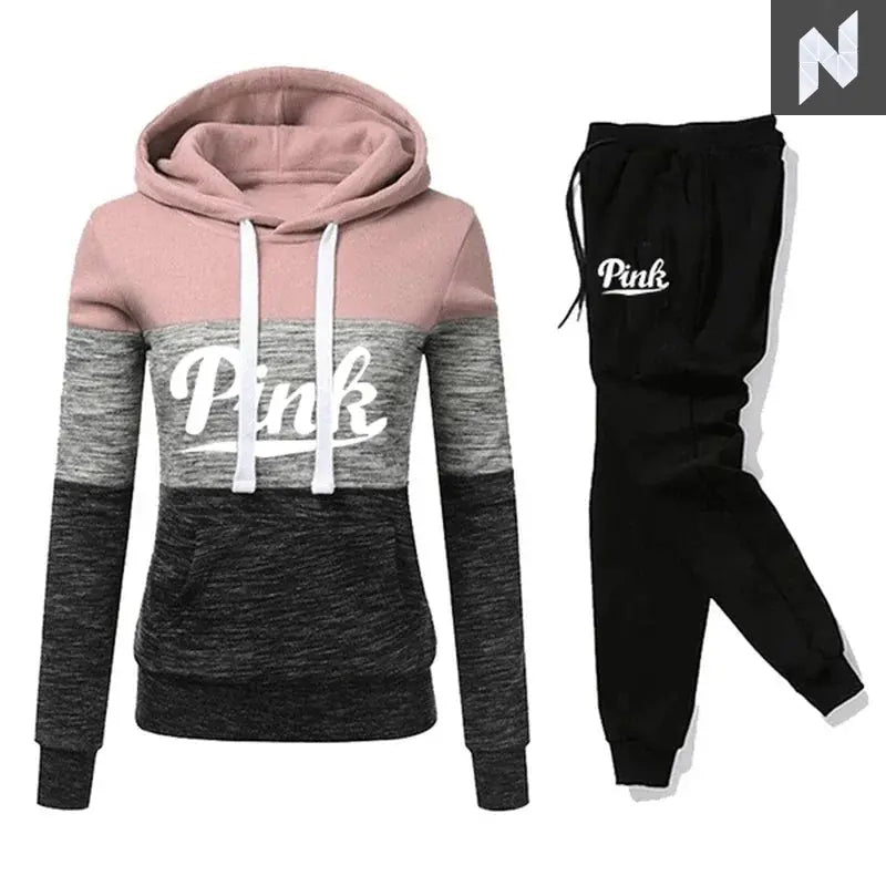 2025 Hot Sales Womens Tracksuit Print ColorBlock Hooded Sweatshirts Fashion Trend Versatile Pullover Street Warm Casual Clothing - Novo Style