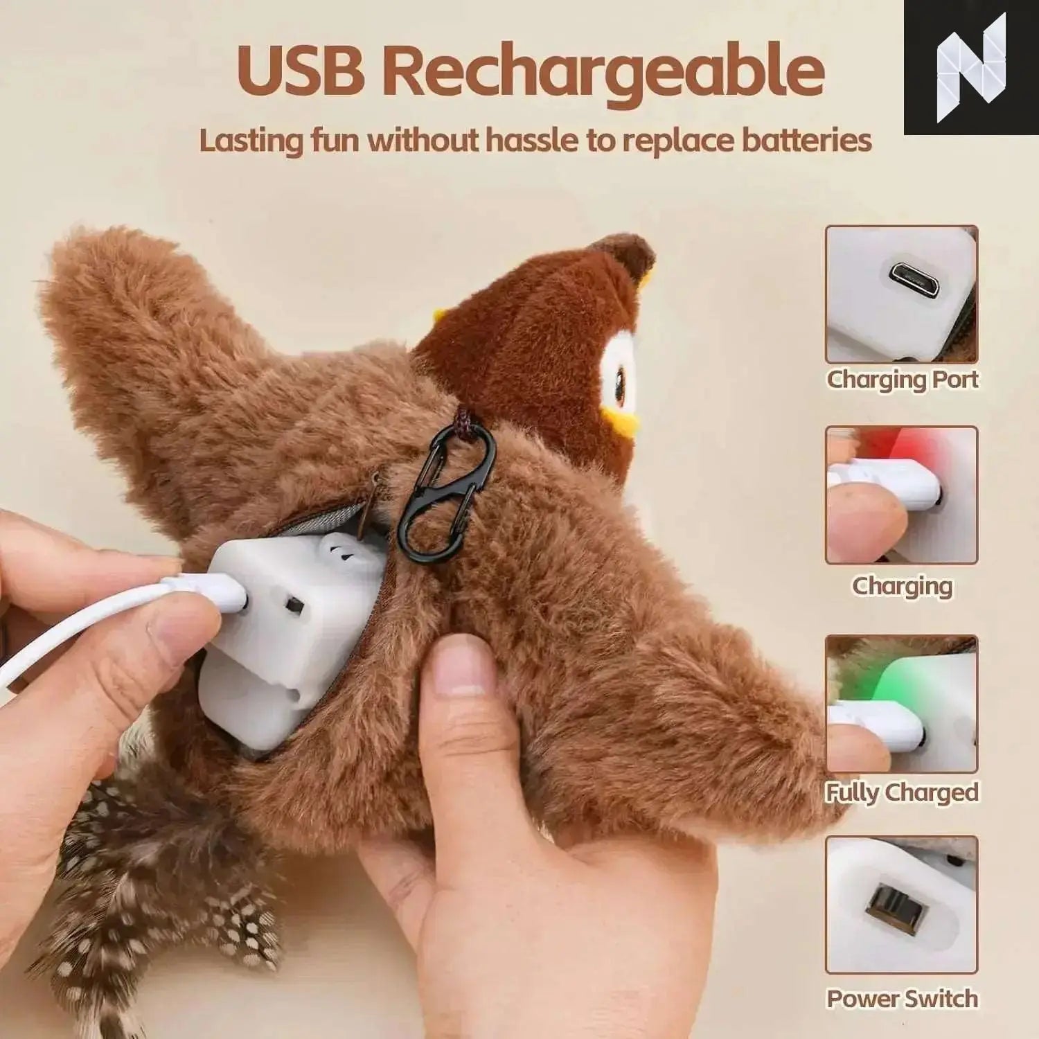 Chirp & Flap: The Rechargeable Bird Toy Novo Style Pet Toys