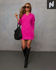 Cresa Fuzzy V-Neck Sweater Dress DSJXJFZ22FVHTA Store