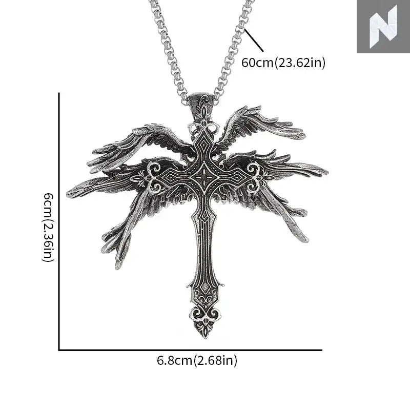 Guardian Angel Wings Cross Pendant Necklace Novo Style Necklace & Pendant