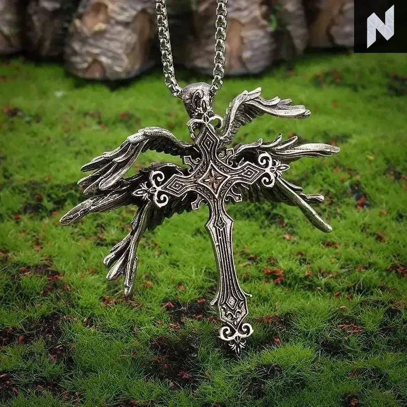 Guardian Angel Wings Cross Pendant Necklace Novo Style Necklace & Pendant