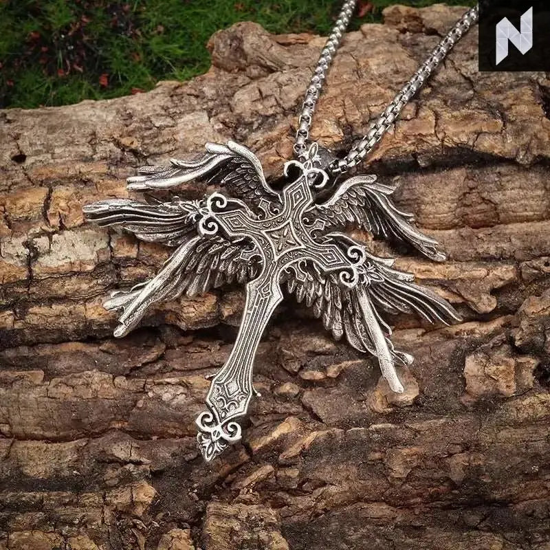 Guardian Angel Wings Cross Pendant Necklace Novo Style Necklace & Pendant