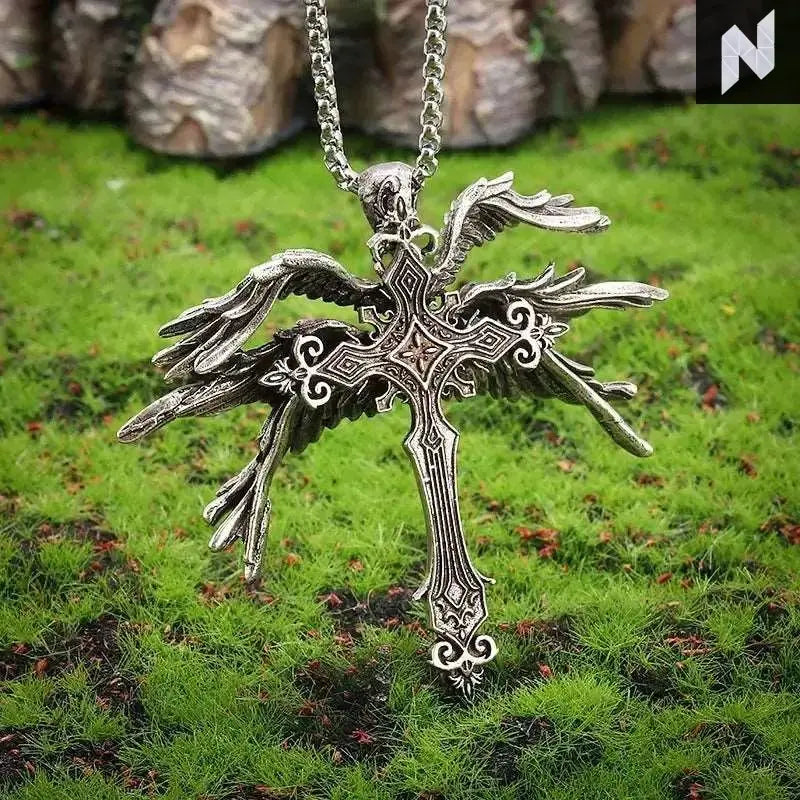 Guardian Angel Wings Cross Pendant Necklace Novo Style Necklace & Pendant