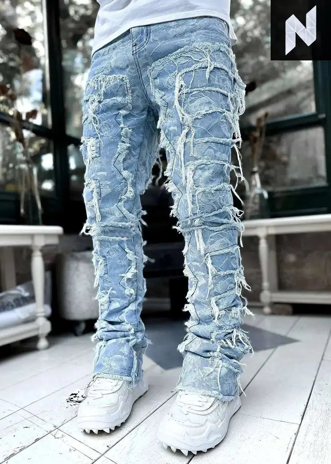 Men's Ripped Distressed Slim Jeans - Novo Style