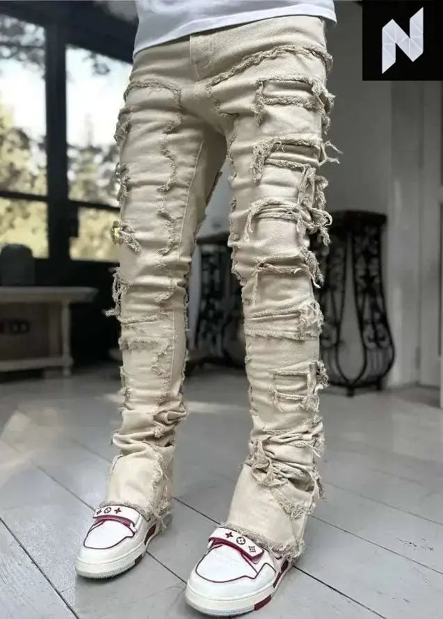 Men's Ripped Distressed Slim Jeans - Novo Style