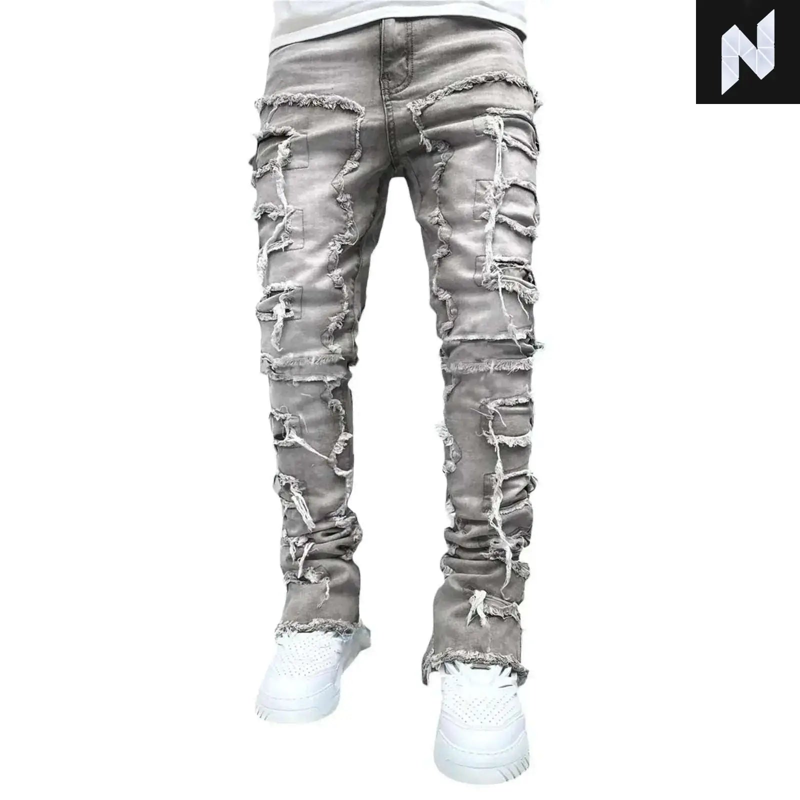 Men's Ripped Distressed Slim Jeans - Novo Style