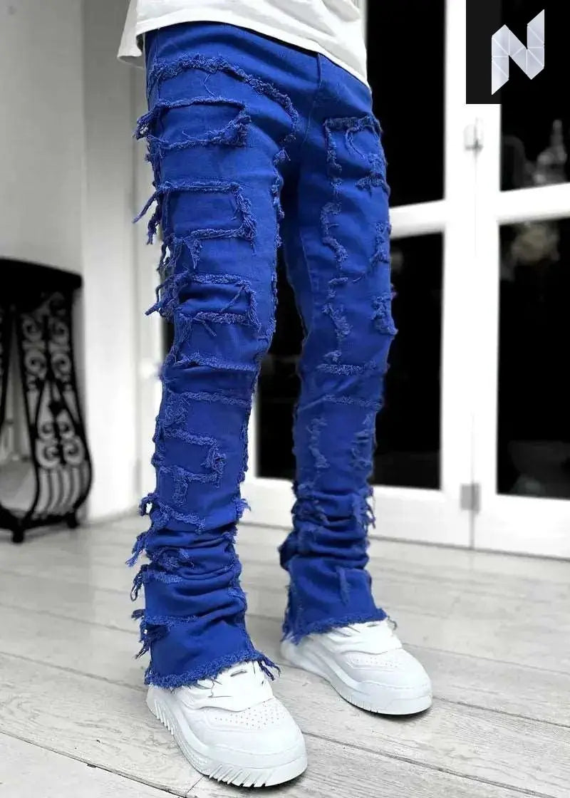 Men's Ripped Distressed Slim Jeans - Novo Style