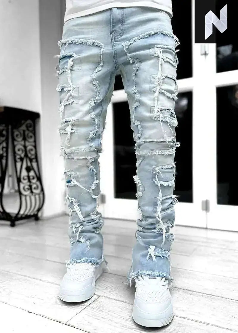 Men's Ripped Distressed Slim Jeans - Novo Style